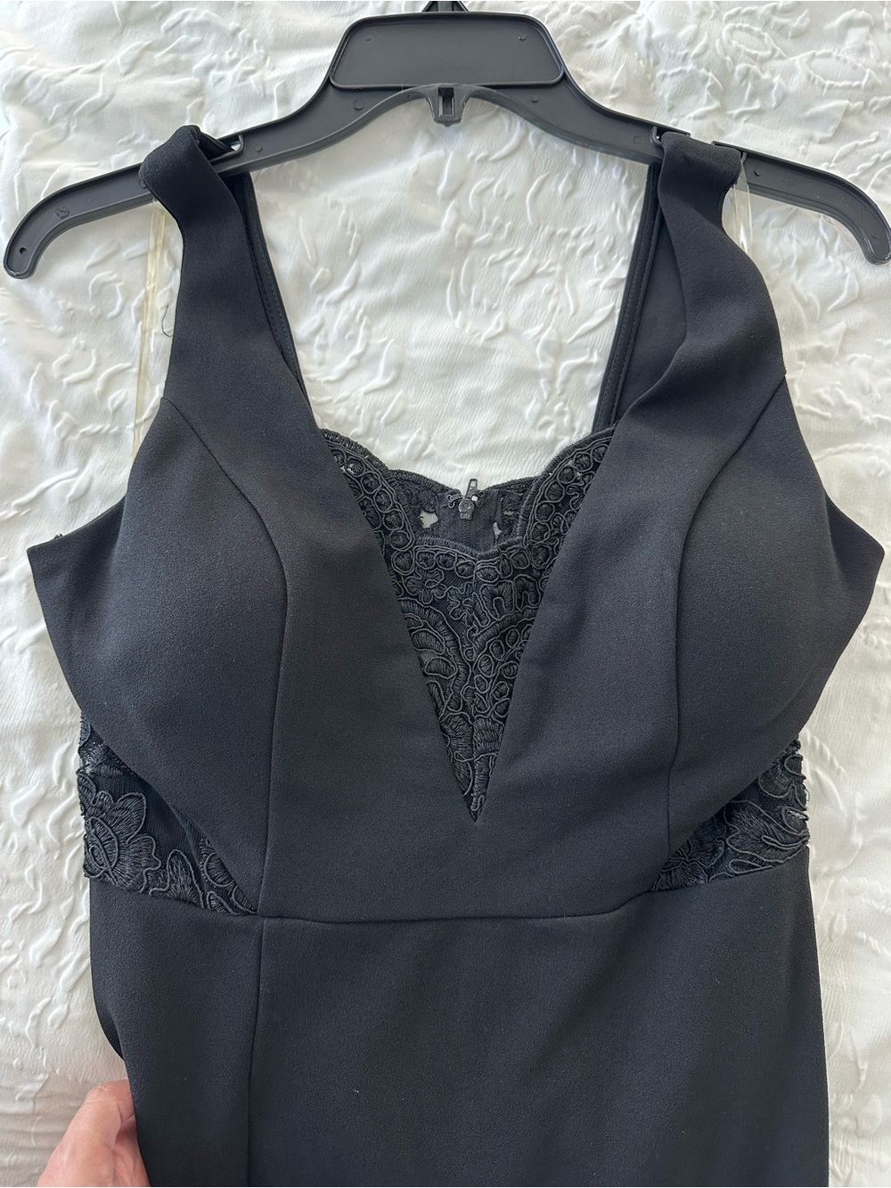 Windsor Black Lace-Accent V-Neck Dress